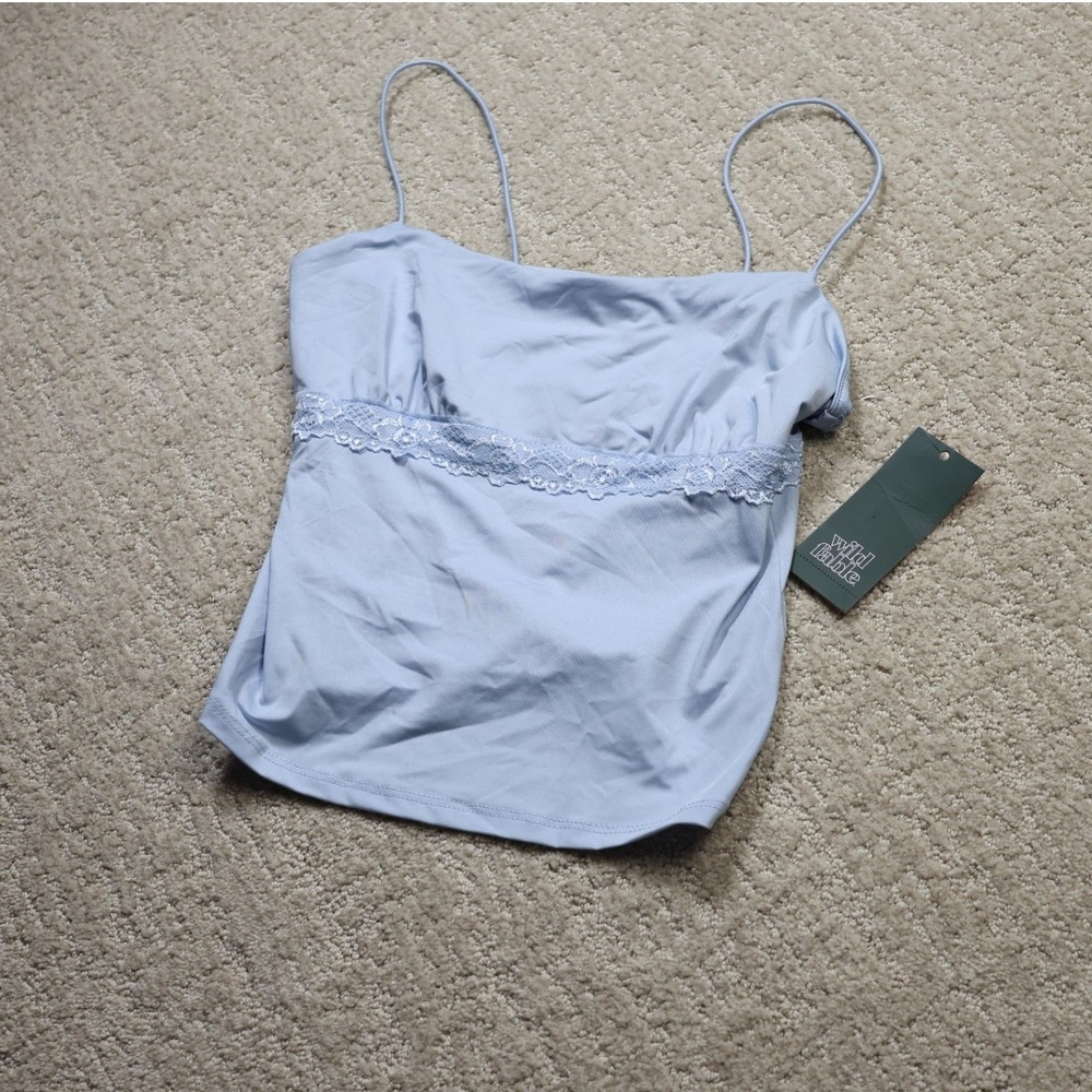 Wild Fable Light Blue Lace Trim Cami Top XXS TART1042J
